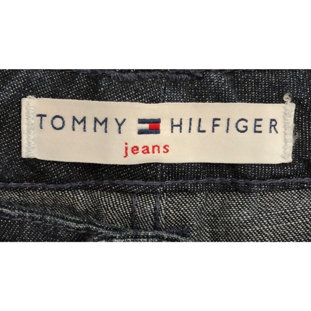 VTG Tommy Hilfiger‎ Womens Y2K Dark Wash Wide Leg Jeans Paisley Detailing Size 8 - Picture 5 of 8